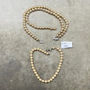 3 Broken Strands of Vtg Peach Toned Faux Pearls for Crafting/Replacement Pearls